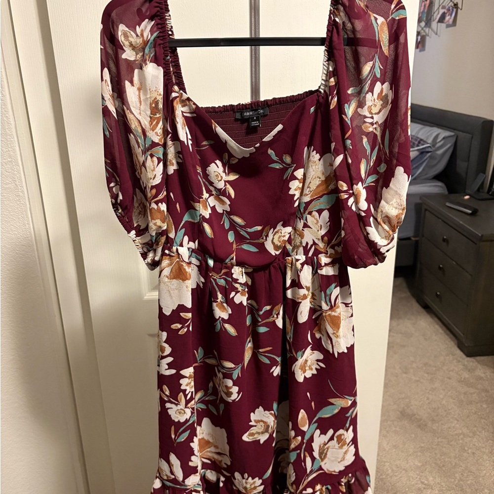 Maroon Floral 41 Hawthorn Stitch Fix Dress